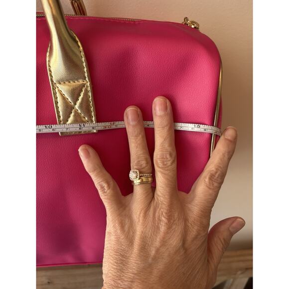 NEW Juicy Couture Hot Pink Gold Trimmed Mini Duffle Purse Velvet Sides 12 X 16" - Picture 5 of 7